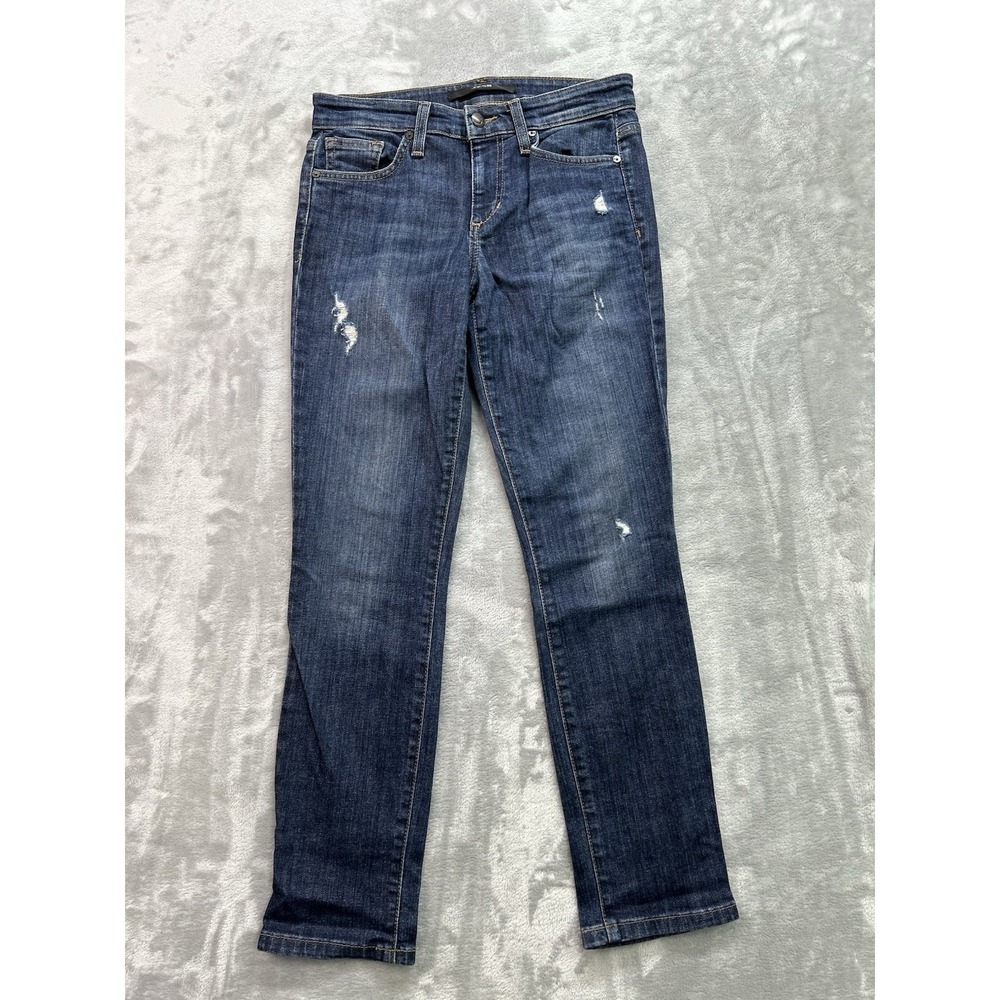 J.J. Joes Jean Women Sz 24 Blue Gia Mid Rise Skinny Stretch Whiskered Distressed